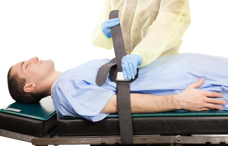 Rubber Patient Restraint Strap with 2 Buckles, BM-96-use