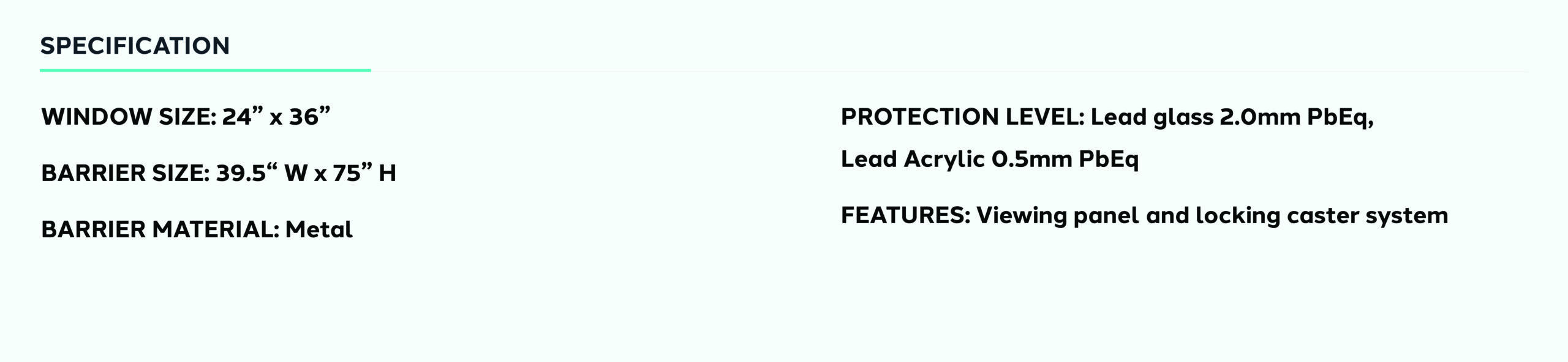 Product information for Mobile Leaded Barrier with 36” x 24” Window