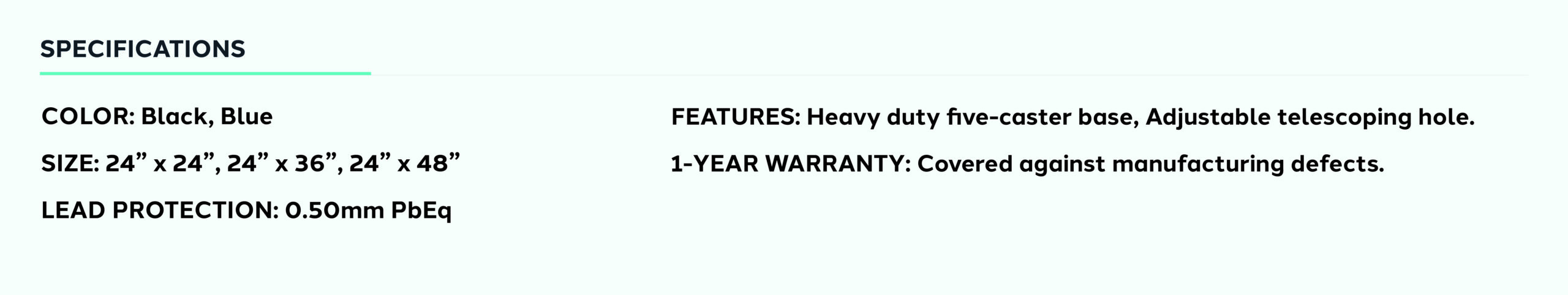 Product information for Mobile Lead Porta Shield