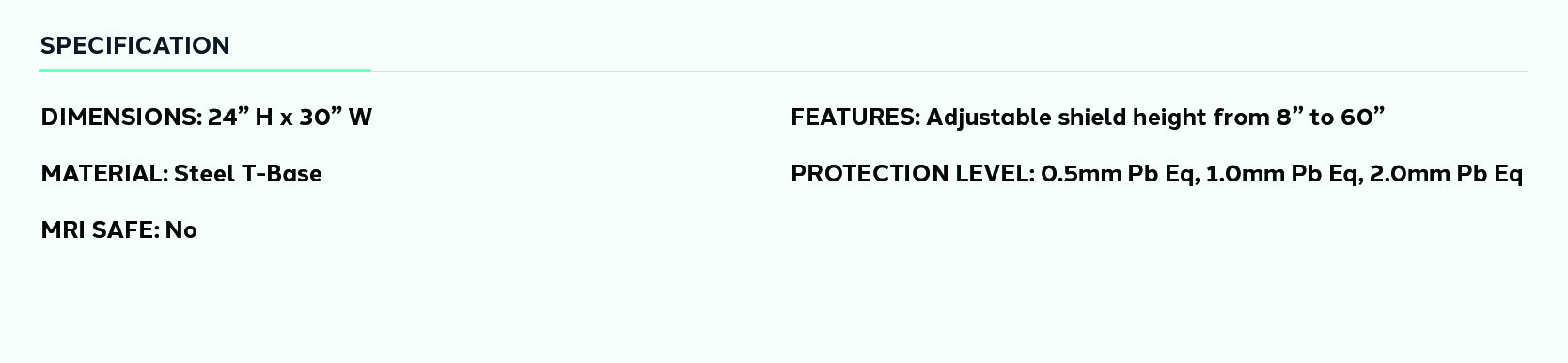 Product information for Deluxe Mobile Lead Shield with T-Base