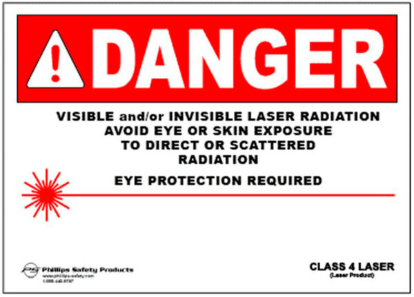 Class 4 Magnetic Laser Radiation Warning Sign, ML-W-32
