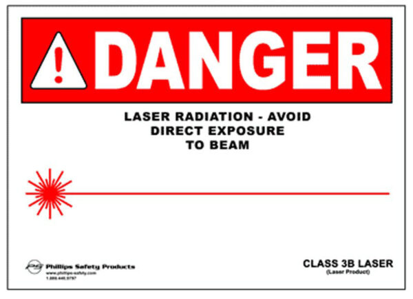 Class 3B Plastic Laser Radiation Warning Sign, PL-W-27