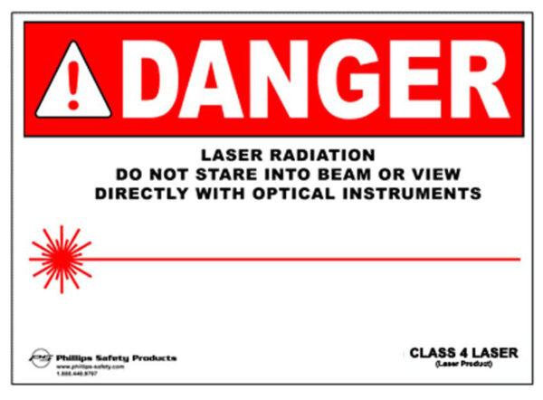 Class 4 Plastic Laser Radiation Warning Sign, PL-W-33
