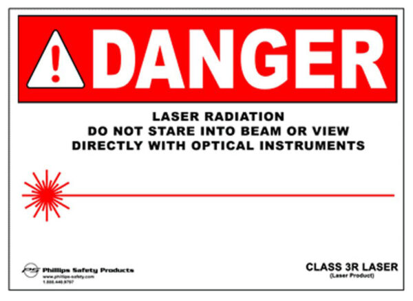 Class 3A Plastic Laser Radiation Warning Sign, PL-W-34