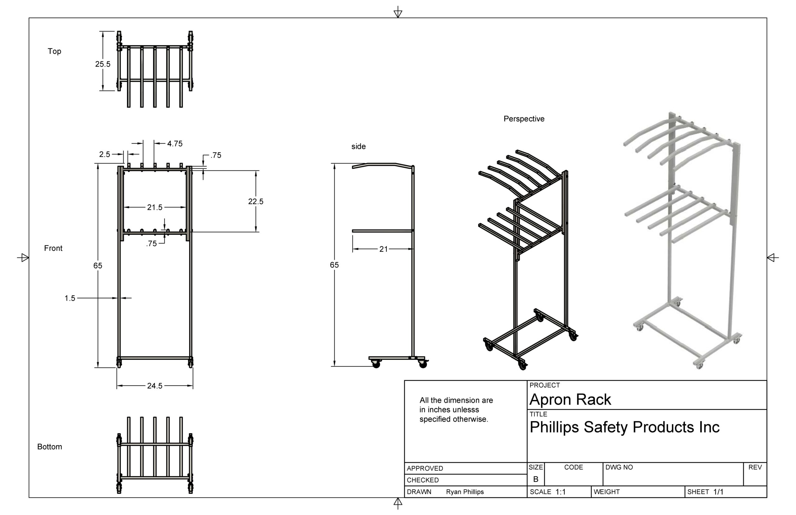 vest and skirt apron rack RAR-MVSR5