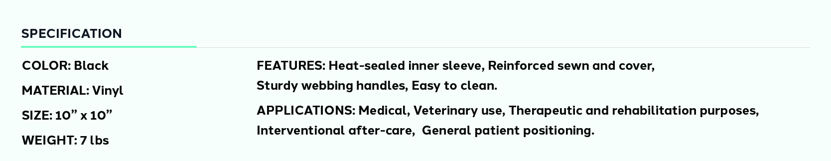 Product information for Cervical Patient Positioning Sandbag - 7 lb 10" x 10"