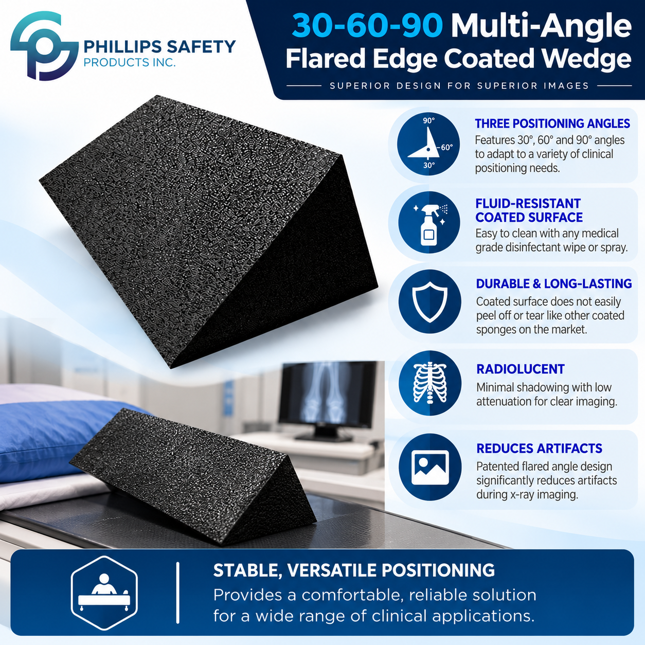 30-60-90 Multi-Angle Flared Edge Coated Wedge Graphic.