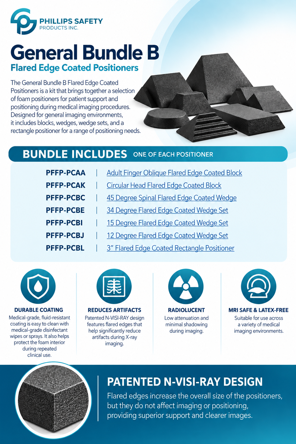 General Bundle B Flared Edge Coated Positioners Graphic.