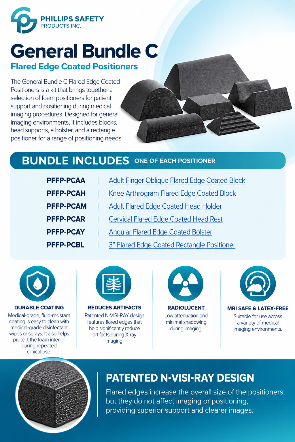 General Bundle C Flared Edge Coated Positioners graphic.