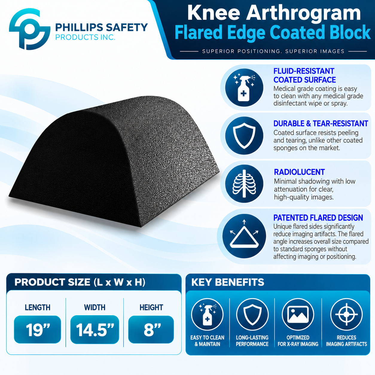 Knee Arthrogram Flared Edge Coated Block Graphic.