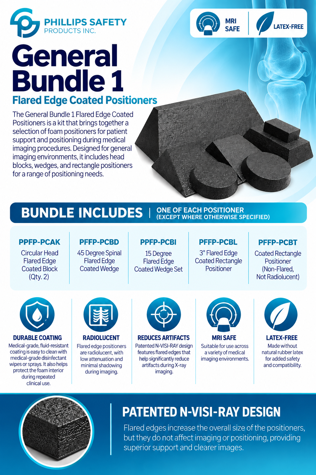 General Bundle 1 Flared Edge Coated Positioners Graphic.