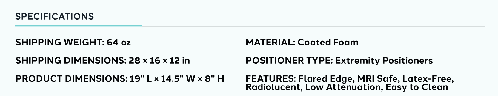 Product information for Knee Arthrogram Flared Edge Coated Block