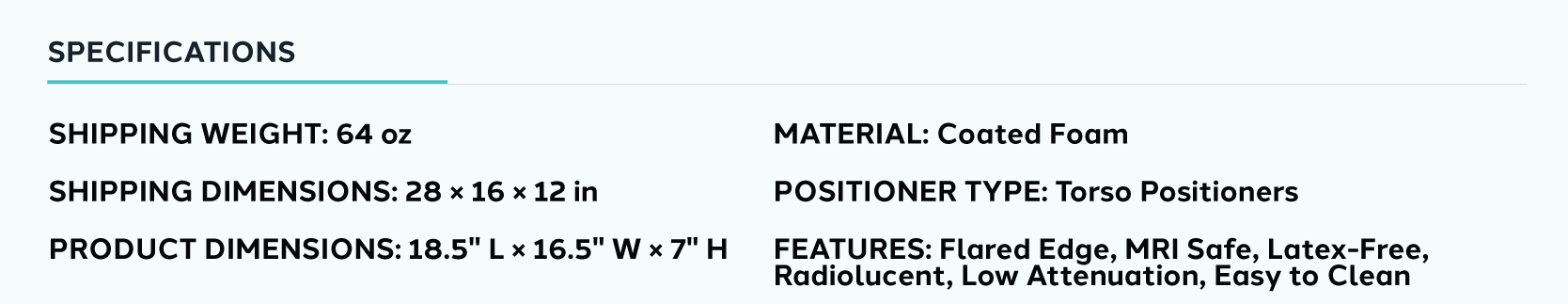 Product information for Bariatric Torso Flared Edge Coated Bolster